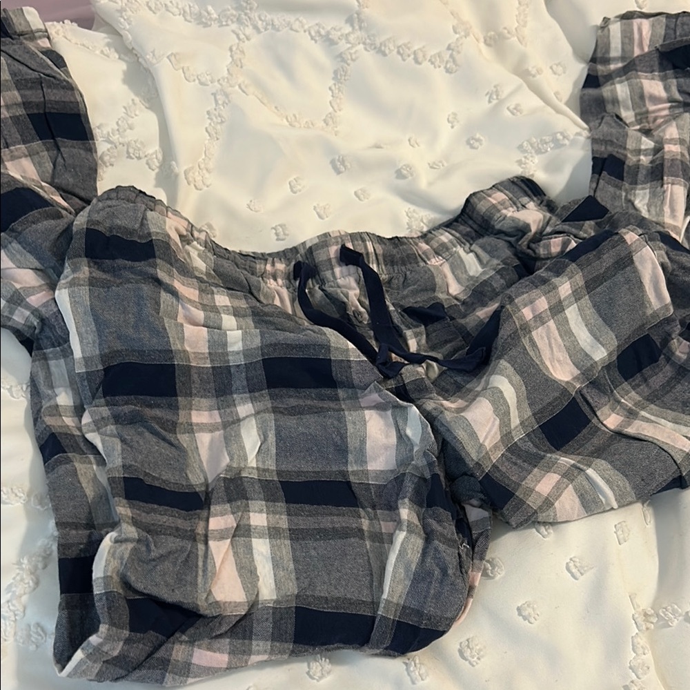 Stars Above Plaid Pajama Pants - Pink and Gray